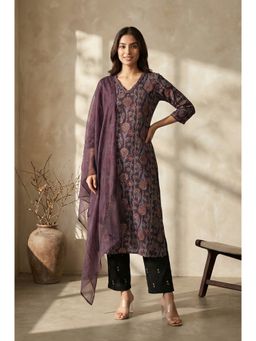 Folksong - Women's Brown Solid Organza Dupatta