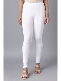 Elleven - Women's White Solid Lycra Skinny Fit High Rise Leggings