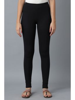 Elleven - Women's Black Solid Lycra Skinny Fit High Rise Leggings