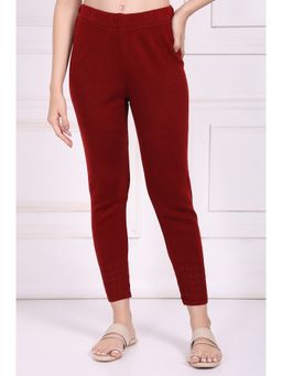 W - Red Solid Acrylic Leggings