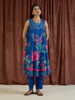 THREE-THREE - Alba Kurta with Pant - Blue