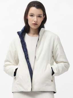 RAREISM - Sapell Primary Off White Textured Print Boxy Jacket