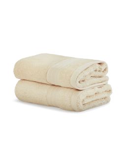 SPACES - Cream Organic Cotton 640 GSM Dobby Plain Hand Towels (Pack of 2)
