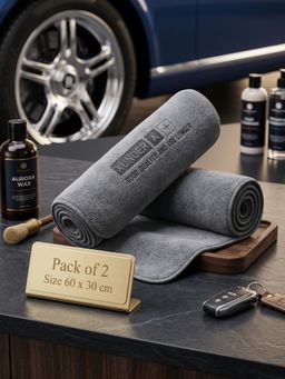 YELONA - Grey Microfiber Car Cleaning Towel (Pack of 2)