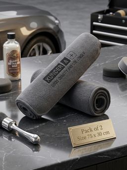 YELONA - Grey Microfiber Car Cleaning Towel (Pack of 2)