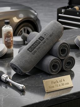 YELONA - Grey Microfiber Car Cleaning Towel (Pack of 4)