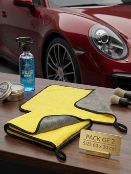 YELONA - Yellow Microfiber Car Cleaning Towel (Pack of 2)