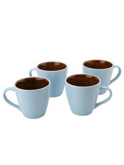 BODHI HOUSE - Handcrafted Ceramic Coffee Mug (350 Ml) Arctic Blue (Pack of 4)