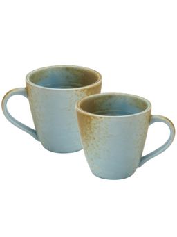 BODHI HOUSE - Handcrafted Ceramic Coffee Mug (350 Ml) Light Blue (Pack of 2)