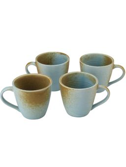 BODHI HOUSE - Handcrafted Ceramic Coffee Mug (350 Ml) Light Blue (Pack of 4)