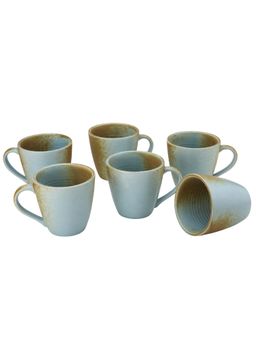 BODHI HOUSE - Handcrafted Ceramic Coffee Mug (350 Ml) Light Blue (Pack of 6)