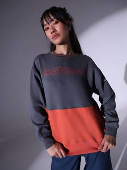 Hubberholme - Colourblocked Round Neck Cotton Sweatshirt