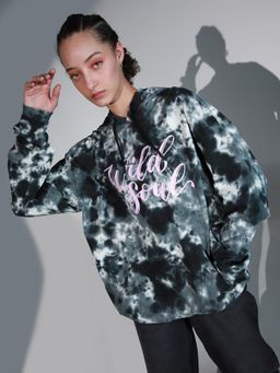 Hubberholme - Abstract Printed Hooded Neck Long Sleeve Pullover Sweatshirt