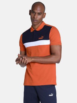 Puma - Stylized Colourblock Mens Orange Polo T-Shirt