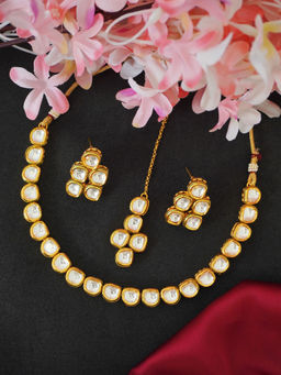 Niscka - 24k Gold Plated Kundan Necklace Maagtika Set