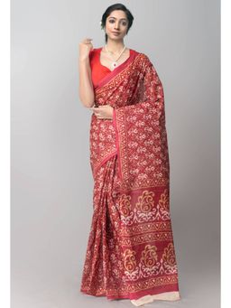 Unnati Silks - Pink Pure Kota With Graffiti Prints Cotton Saree with Unstitched Blouse