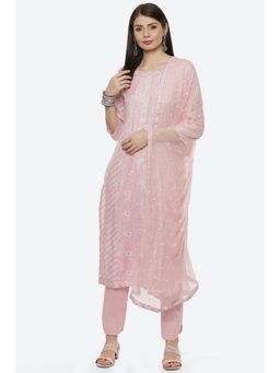 Biba - Pink Cotton Unstitched Suit (Set of 3)