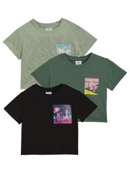 ANTHRILO - Multi Planet Black Santa Barbara & California Tennis T-Shirts (Pack of 3)