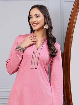 Nayam by lakshita - Solid Embroidered Woolen Kurta and Palazzo for Women (Set of 2)