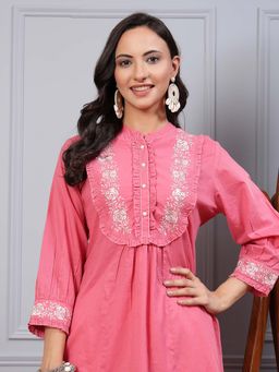 Nayam by lakshita - Solid Embroidered A-Line Cotton Kurti