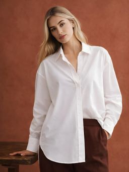 Lounge Dreams - Pure Cotton Oversized Poplin White Shirt