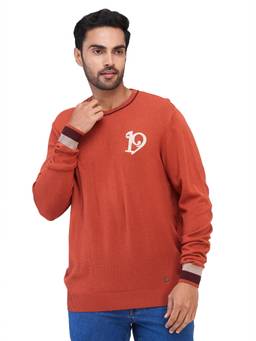 Raymond - Regular Fit Solid Dark Orange Sweater