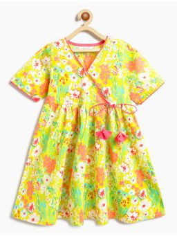 Campana - Green Floral Cotton Regular Kurta