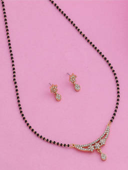 Estele - Gold Plated Three Star Mangalsutra Necklace Set for Women
