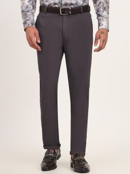 JadeBlue - Men Grey Rayon Blend Solid Slim Fit Trouser