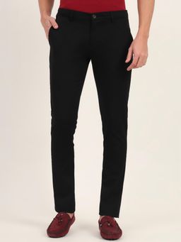 JadeBlue - Men Black Cotton Blend Solid Super Slim Fit Trouser