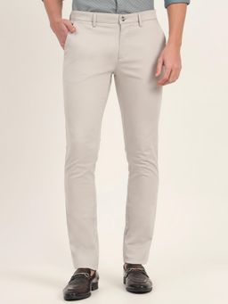 JadeBlue - Men Grey Cotton Blend Solid Super Slim Fit Trouser