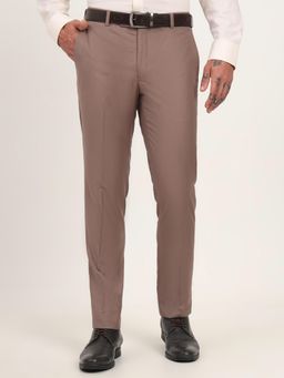 JadeBlue - Men Brown Terry Rayon Blend Solid Slim Fit Trouser