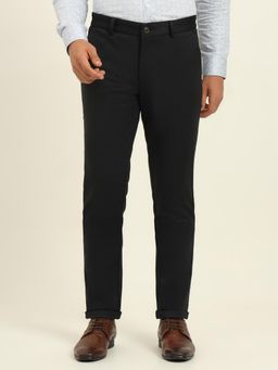 JadeBlue - Men Black Rayon Blend Solid Slim Fit Formal Trouser