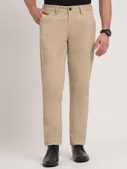 JadeBlue - Men Olive Cotton Blend Solid Slim Fit Trouser