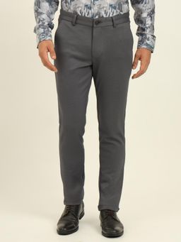 JadeBlue - Men Grey Rayon Blend Solid Slim Fit Trouser