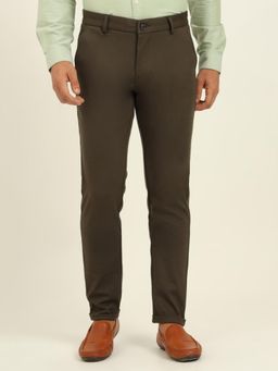 JadeBlue - Men Olive Rayon Blend Solid Super Slim Fit Trouser