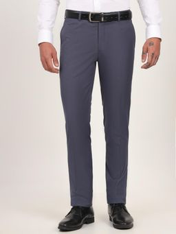 JadeBlue - Men Blue Terry Rayon Blend Solid Slim Fit Trouser