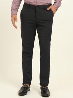 JadeBlue - Men Black Rayon Blend Solid Slim Fit Trouser