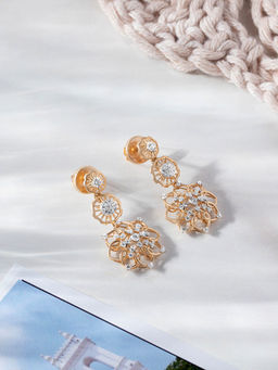 Mia by Tanishq - Crochet Sparkle Gold and Diamond Drop Earrings