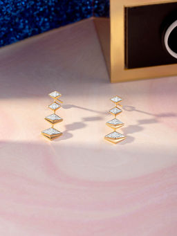 Mia by Tanishq - Disco Beat Gold and Diamond Drop Earrings