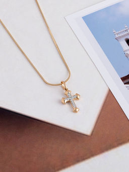 Mia by Tanishq - Trinity Cross Gold and Diamond Pendant