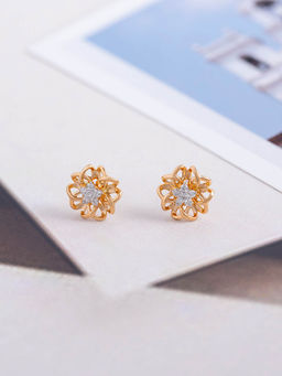 Mia by Tanishq - Crochet Bloom Gold and Diamond Stud Earrings