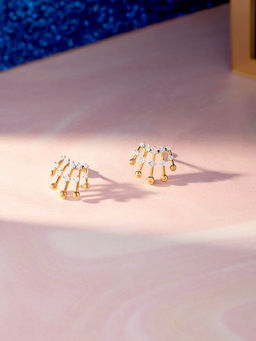 Mia by Tanishq - Retro Diva Gold and Diamond Stud Earrings