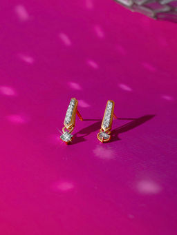Mia by Tanishq - Chic Sparkle Gold and Diamond Drop Earrings