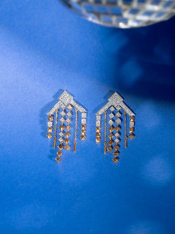 Mia by Tanishq - Retro Rhythm Gold and Diamond Drop Earrings