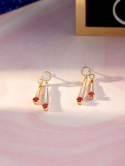 Mia by Tanishq - Pink Disco Gold and Tourmaline Drop Earrings