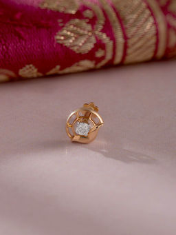 Mia by Tanishq - Paisley Sparkle Gold and Diamond Nose Pin