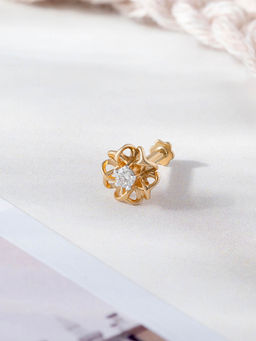 Mia by Tanishq - Crochet Charm Gold and Diamond Nose Pin