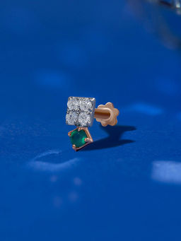 Mia by Tanishq - Square Beat Gold and Onyx Nose Pin