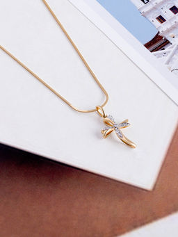 Mia by Tanishq - Holy Cross Gold and Diamond Pendant